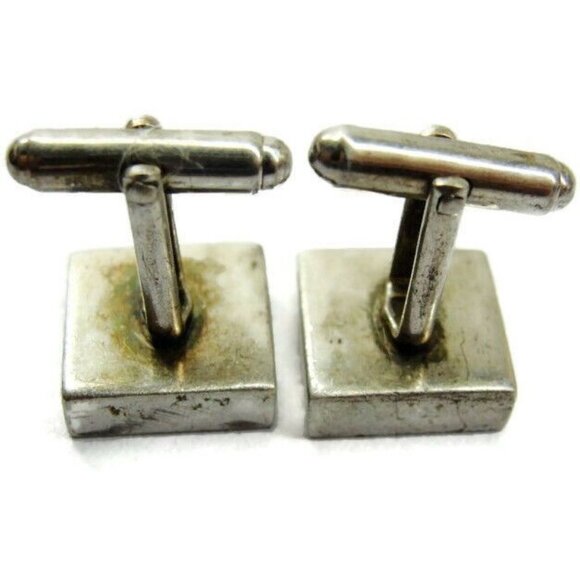 Cuff Links Square White Copper Flake Cufflink Vintage Sterling Silver 925 Patina - Picture 5 of 12